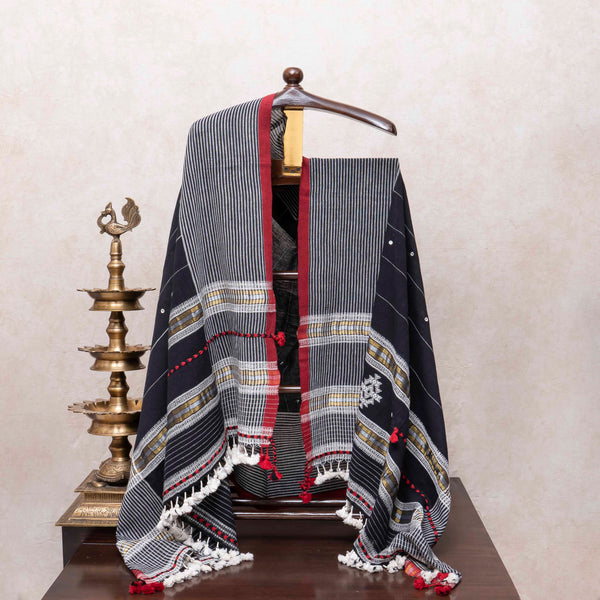 Midnight Grace Handloom Kala Cotton Mirror Work Suit Set
