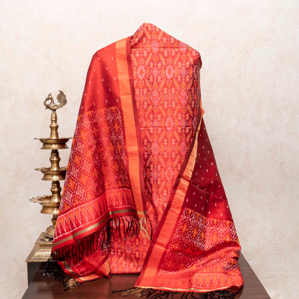 Regal Flame Ikkat Elegance Drape