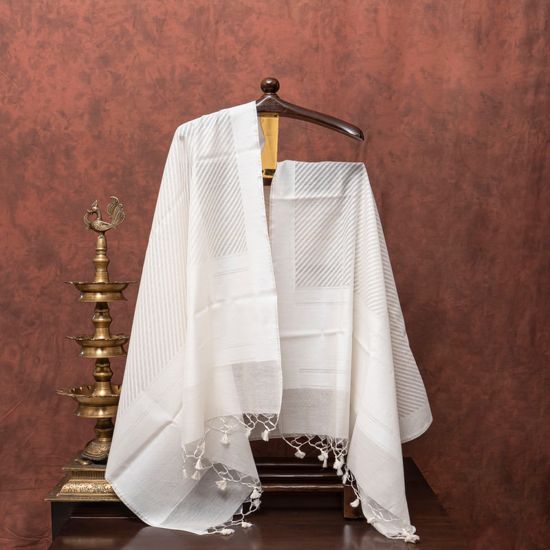 Handwoven Muslin Cotton Jamdani Suit - Off White