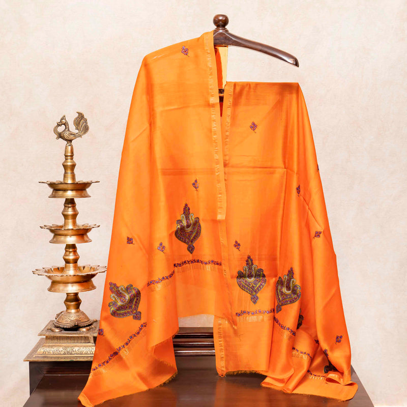 Handloom Chanderi Silk Bottom Fabric, Kashmiri Hand Embroidered Chanderi Silk Dupatta & Handloom Muslin Cotton Silk Jamdani Kurta Fabric