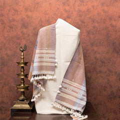 Handloom Kala Cotton Kurta, Bottom Fabric & Handloom Kala Cotton Stripes Stole