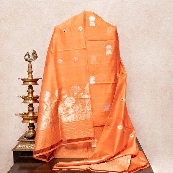 Handloom Chanderi Silk Kurta, Bottom Fabric With Kadwa Weave & Handloom Chanderi Silk Dupatta With Kadwa Weave