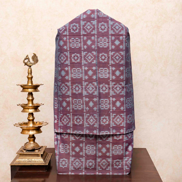 Handloom Cotton Ikkat Kurta, Bottom Fabric In Natural Dye & Handloom Cotton Ikkat Dupatta In Natural Dye