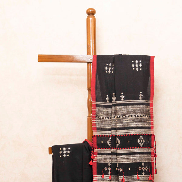 Handloom Kala Cotton Designer Saree With Tussar Weave & Kala Cotton Blouse Piece