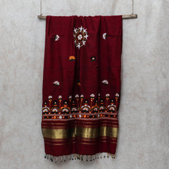 Handwoven Woolen Shawl with Hand Embroidery