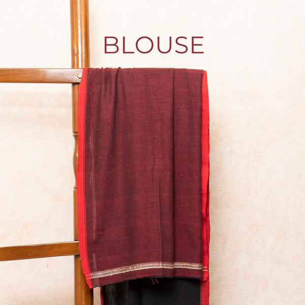 Handloom Kala Cotton Designer Saree With Tussar Weave & Kala Cotton Blouse Piece