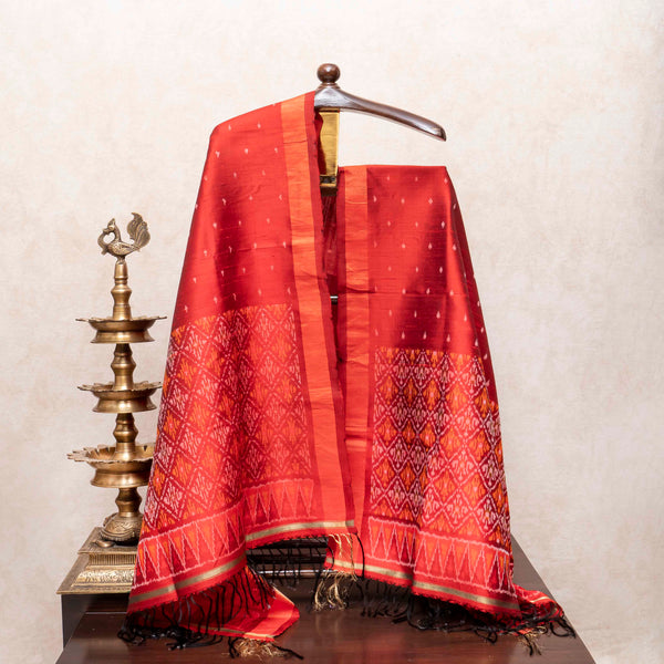 Regal Flame Ikkat Elegance Drape