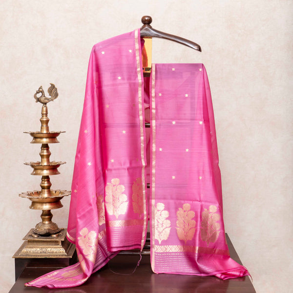 Handloom Chanderi Silk Kurta, Bottom Fabric With Kadwa Weave & Handloom Chanderi Silk Dupatta With Kadwa Weave