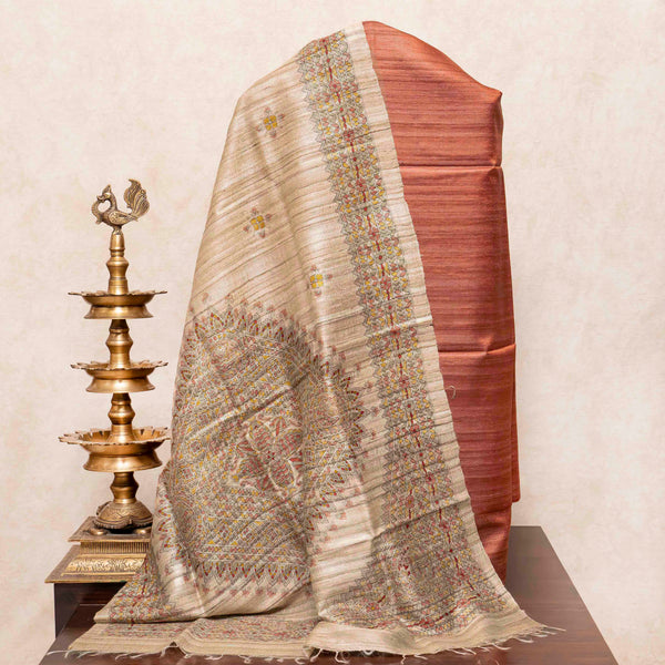 Handloom Tussar Kutta Bottom Fabric & Handloom Tussar Madhubani Dupatta