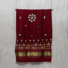 Handwoven Woolen Shawl with Hand Embroidery