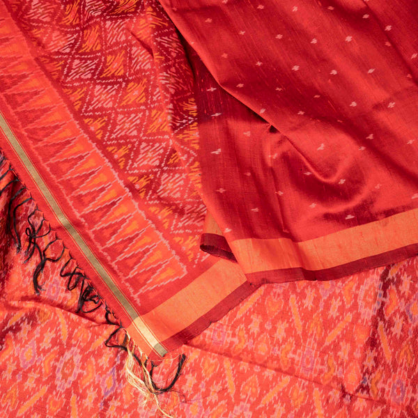 Regal Flame Ikkat Elegance Drape