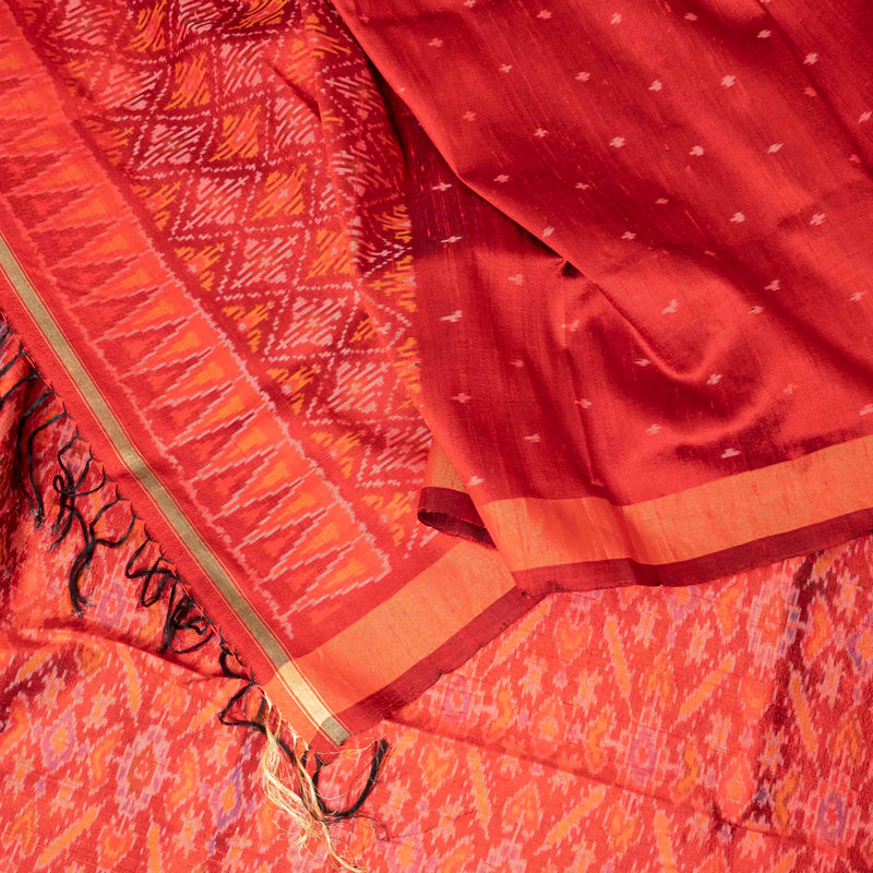 Regal Flame Ikkat Elegance Drape