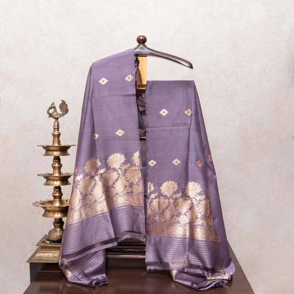 Regal Lavender Handloom Cotton Silk Suit Set with Kadwa Weave
