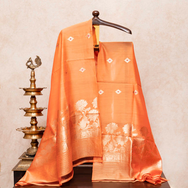 Handloom Chanderi Silk Kurta, Bottom Fabric With Kadwa Weave & Handloom Chanderi Silk Dupatta With Kadwa Weave