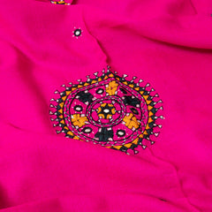 Rani Pink Handwoven Woollen Shawl With Mirror Work