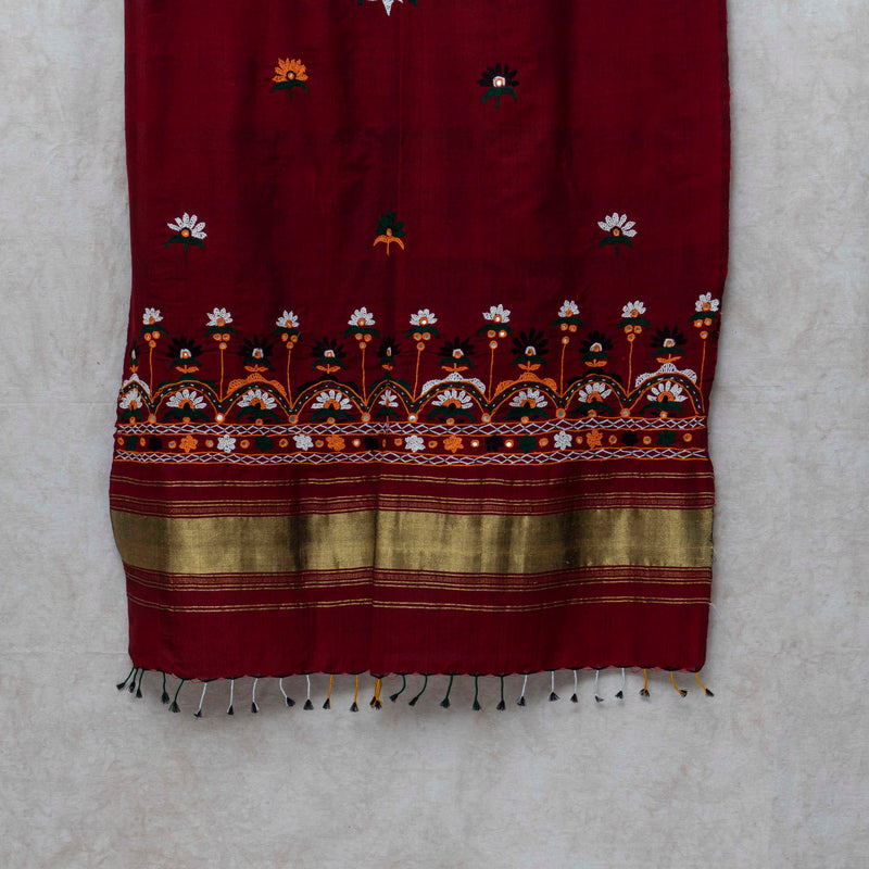 Handwoven Woolen Shawl with Hand Embroidery