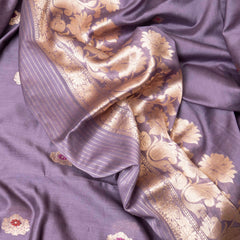 Regal Lavender Handloom Cotton Silk Suit Set with Kadwa Weave