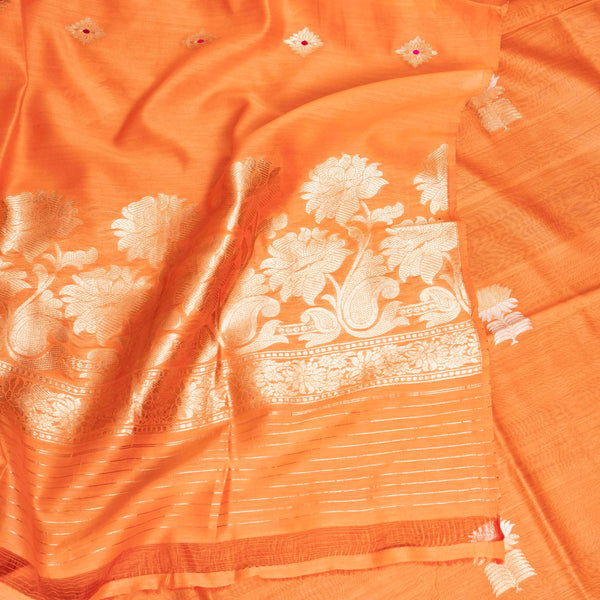 Handloom Chanderi Silk Kurta, Bottom Fabric With Kadwa Weave & Handloom Chanderi Silk Dupatta With Kadwa Weave