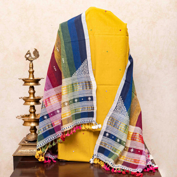 Handloom Kala Cotton Kurta, Bottom Fabric & Handloom Kala Cotton Dupatta