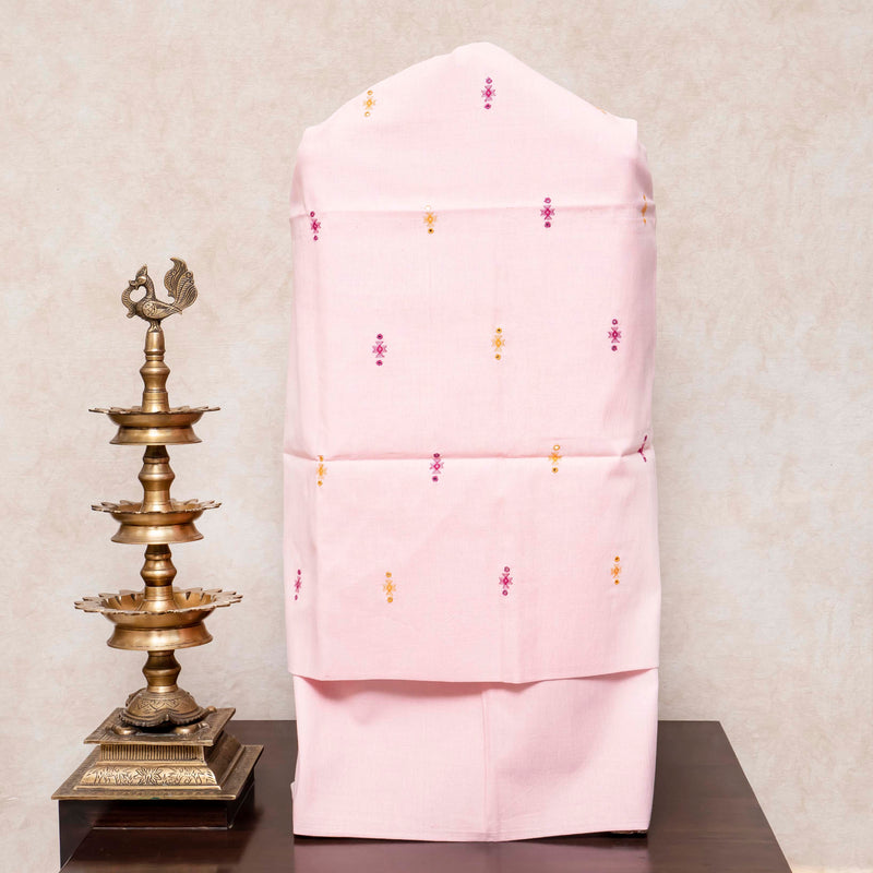 Handloom Kala Cotton Kurta Fabric With Mirror Work, Handloom Kala Cotton Bottom Fabric & Handloom Kala Cotton Dupatta