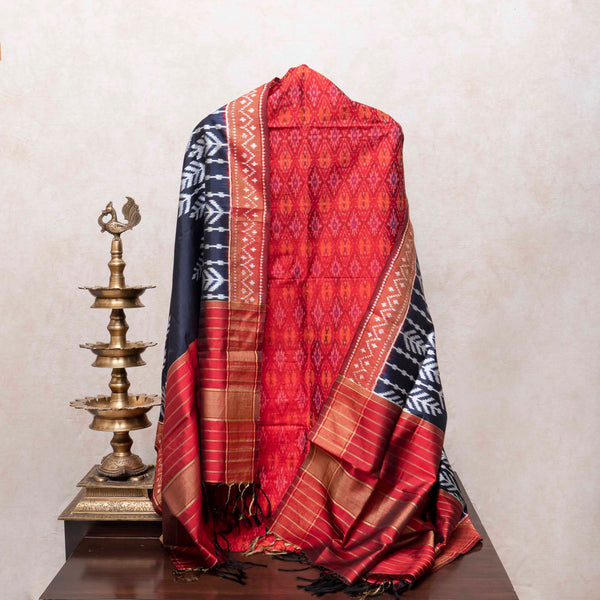 Fiery Elegance Handloom Ikkat Raw Silk Kurta & Pochampally Mulberry Silk Dupatta Set