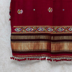 Handwoven Woolen Shawl with Mirrors and Hand Embroidery