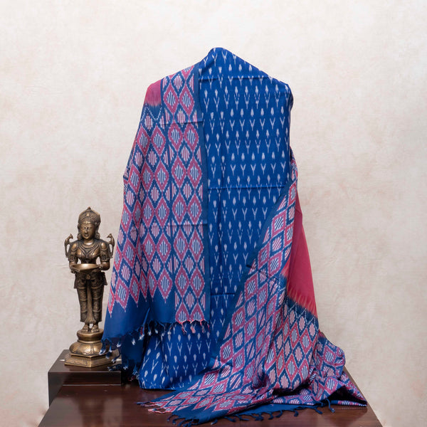 Neelambar Magenta Ikat Handloom Cotton Set