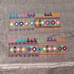 Handloom Cotton Gray Lambani Suit - Kurta & Bottom 5 Meters