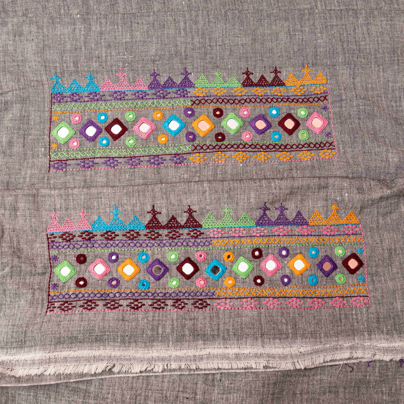 Handloom Cotton Gray Lambani Suit - Kurta & Bottom 5 Meters