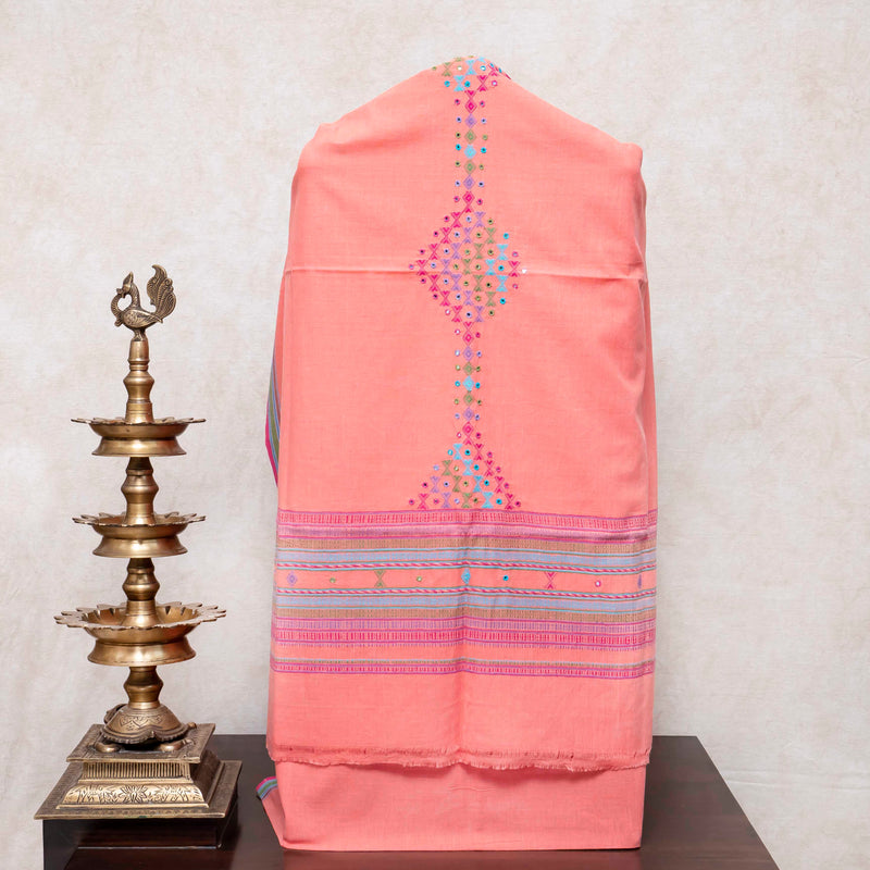 Handloom Kala Cotton Kurta Fabric With Mirror Work, Handloom Kala Cotton Bottom & Handloom Kala Cotton Designer Dupatta