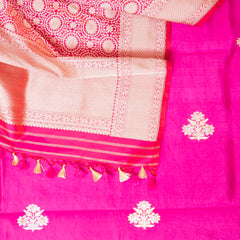 Handloom Handwoven Katan Silk Kurta - Bottom Fabric With Kadwa Weave & Handloom Katan Silk Banarsi Dupatta