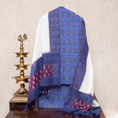 Hand Block Cotton Kurta, Bottom Fabric & Handloom Cotton Ikkat Dupatta