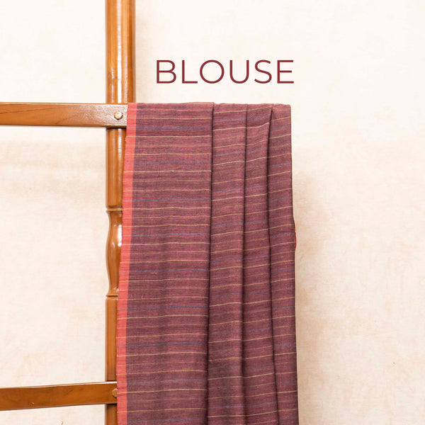 Handloom Kala Cotton Natural Dye Bhujodi Saree & Kala Cotton Blouse Piece