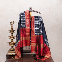 Fiery Elegance Handloom Ikkat Raw Silk Kurta & Pochampally Mulberry Silk Dupatta Set