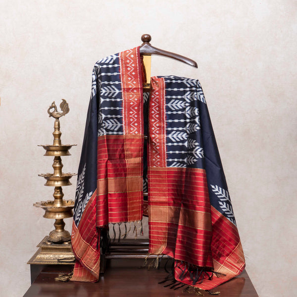 Fiery Elegance Handloom Ikkat Raw Silk Kurta & Pochampally Mulberry Silk Dupatta Set