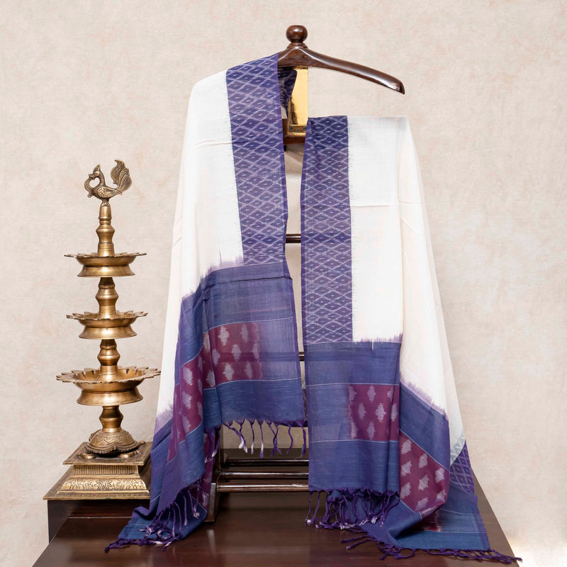 Hand Block Cotton Kurta, Bottom Fabric & Handloom Cotton Ikkat Dupatta