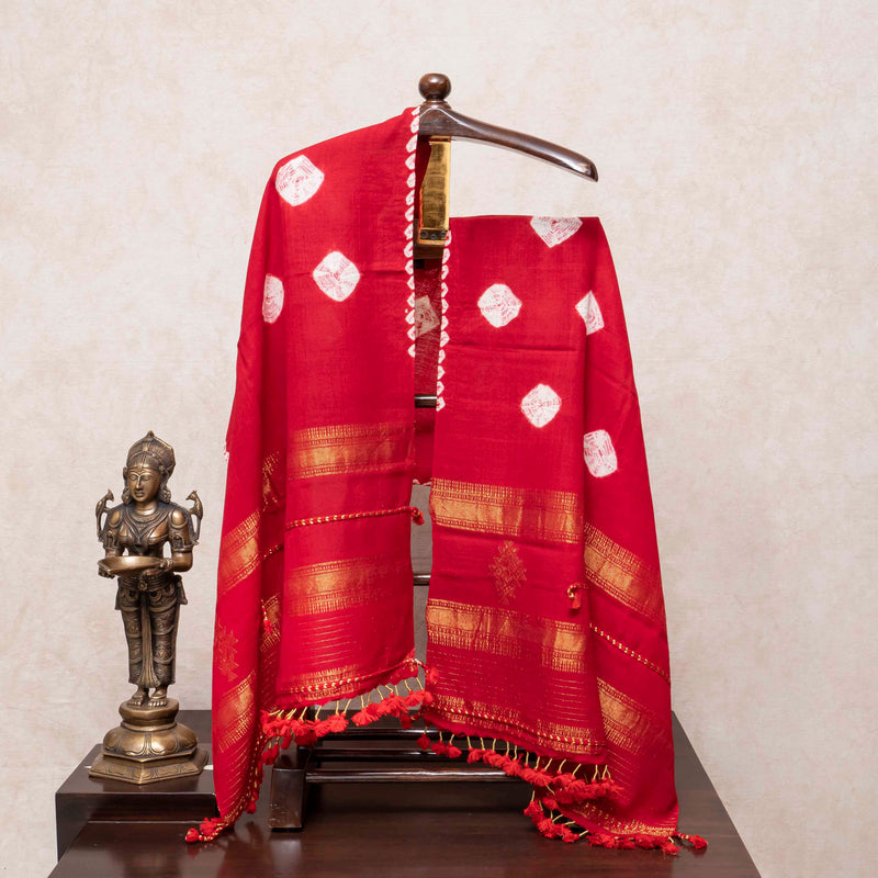 Gulmohar Shibori Woollen Stole