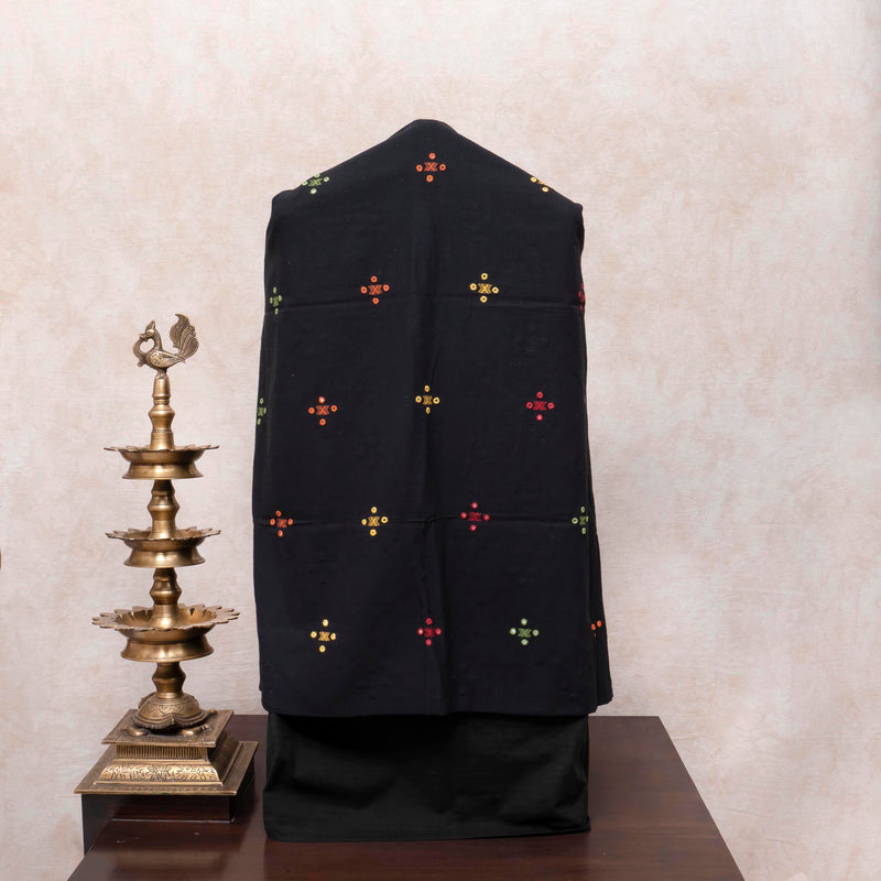 Earthy Grace Handloom Kala Cotton Suit Set with Mirror Work Embroidery