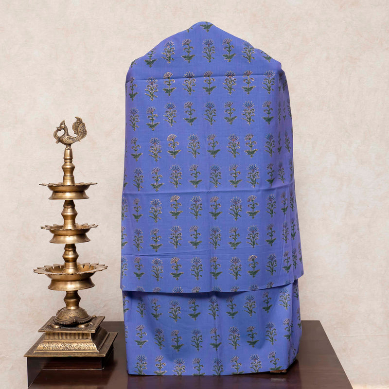 Hand Block Cotton Kurta, Bottom Fabric & Handloom Cotton Ikkat Dupatta