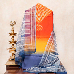Cotton Multicolour Shibhori Kurta Fabric & Hand Block Kota Doria Dupatta