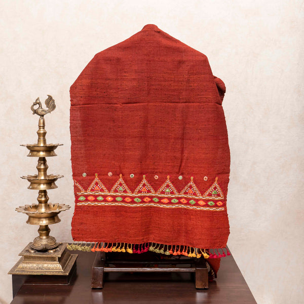 Silk-Wool's Laal Rabari Abhala Stole