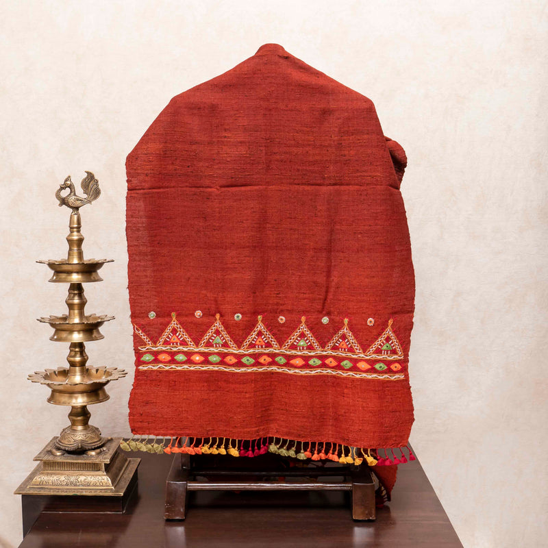 Silk-Wool's Laal Rabari Abhala Stole
