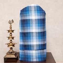 Handloom Kala Cotton Check Kurta, Bottom Fabric & Handloom Kala Cotton Clamp Tie Dupatta