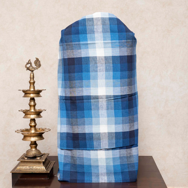 Handloom Kala Cotton Check Kurta, Bottom Fabric & Handloom Kala Cotton Clamp Tie Dupatta
