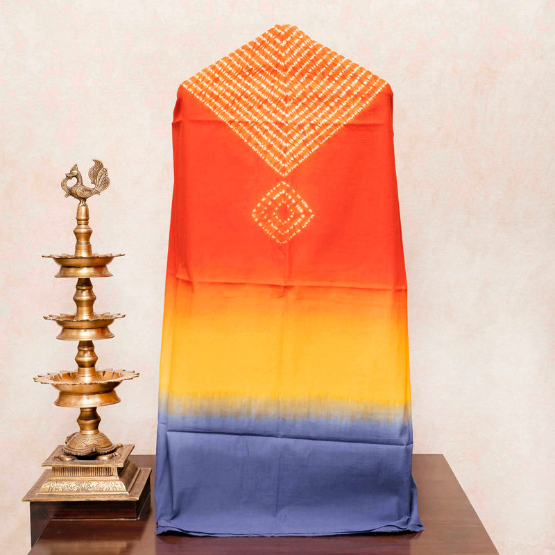 Cotton Multicolour Shibhori Kurta Fabric & Hand Block Kota Doria Dupatta