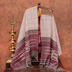 Handloom Cotton Multicolour Check Kurta Bottom Fabric & Handloom Cotton Multicolour Check Dupatta