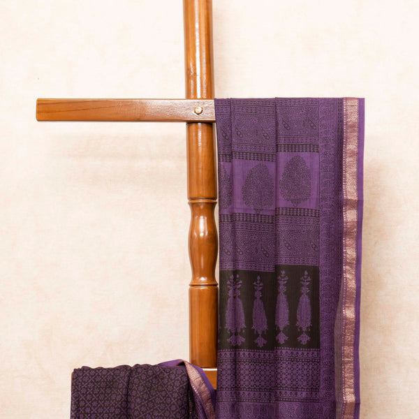 Maheshwari Silk Saree With Bagh Hand Block & Blouse With Bagh Hand Block