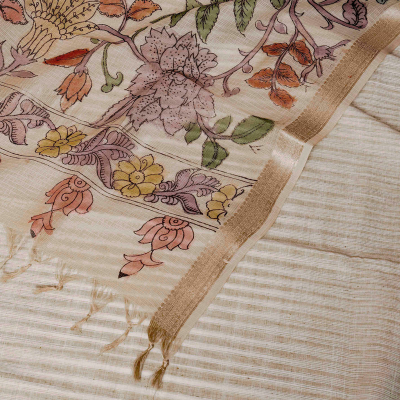 Handloom Khadi Cotton Kurta Bottom Fabric & Handloom Cotton Kota Doria Kalamkari Dupatta