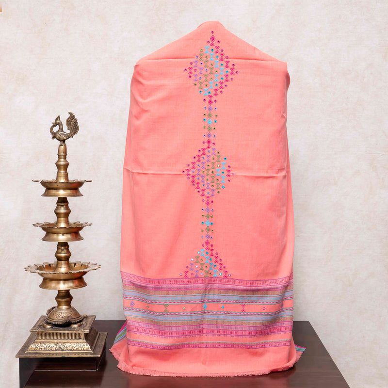 Handloom Kala Cotton Kurta Fabric With Mirror Work, Handloom Kala Cotton Bottom & Handloom Kala Cotton Designer Dupatta