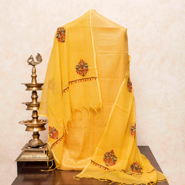 Handloom Cotton Kurta - Bottom Fabric & Hand Embroidery, Kota Doria Dupatta